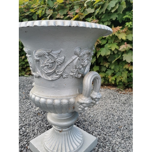 652 - 19th C. cast iron French urn decorated with swags {80 cm H x 55 cm Dia.}.