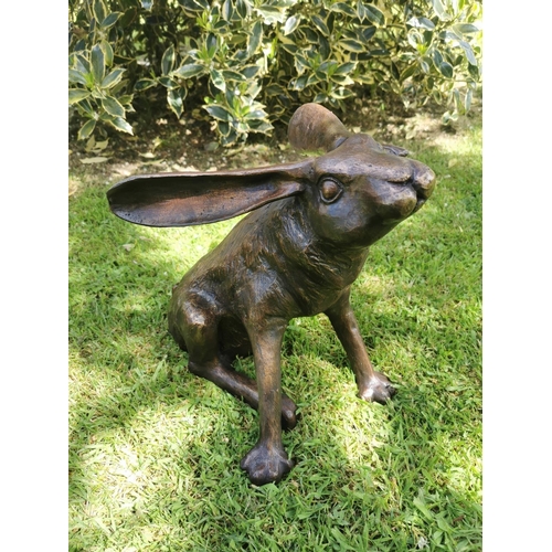 655 - Exceptional quality bronze model of a Hare {38 cm H x 34 cm W x 23 cm D}.