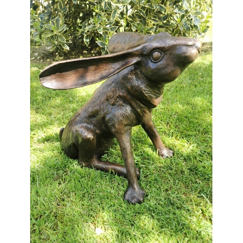 655 - Exceptional quality bronze model of a Hare {38 cm H x 34 cm W x 23 cm D}.