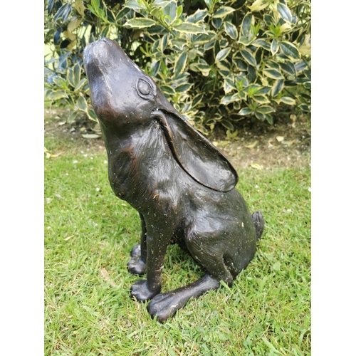 657 - Exceptional quality bronze model of a Hare {43 cm H x 32 cm W x 24 cm D}.