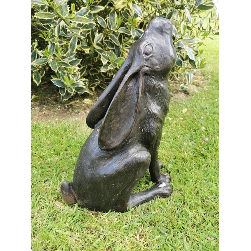 657 - Exceptional quality bronze model of a Hare {43 cm H x 32 cm W x 24 cm D}.