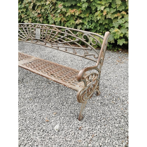 658 - Good quality cast iron Art Nouveau four seater garden seat. {79 cm H x 205 cm W x 60 cm D}.