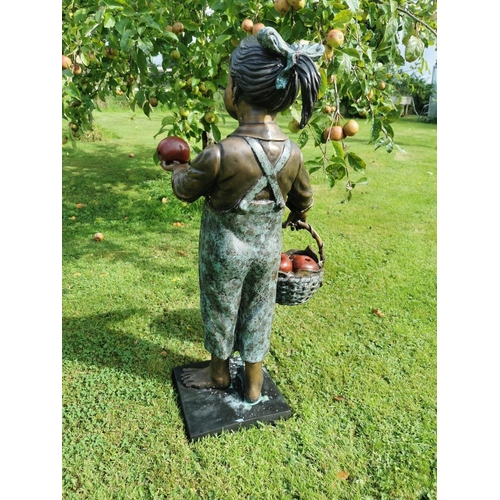 659 - Exceptional quality bronze sculpture of a Girl -  The Apple Seller {87 cm H x 45 cm W x 40 cm D}.