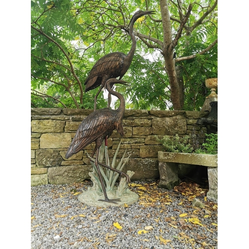 661 - Exceptional quality bronze sculpture of Herons on branches and bull rushes - also can be used as a f... 