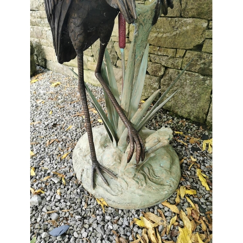 661 - Exceptional quality bronze sculpture of Herons on branches and bull rushes - also can be used as a f... 