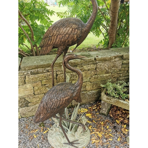 661 - Exceptional quality bronze sculpture of Herons on branches and bull rushes - also can be used as a f... 