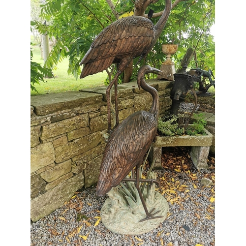 661 - Exceptional quality bronze sculpture of Herons on branches and bull rushes - also can be used as a f... 