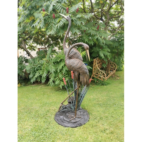 668 - Exceptional quality bronze sculpture of Storks in the Bull Rushes - also can be used as a water feat... 