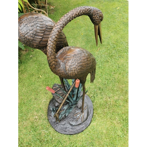 668 - Exceptional quality bronze sculpture of Storks in the Bull Rushes - also can be used as a water feat... 