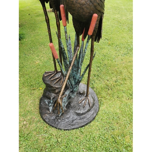 668 - Exceptional quality bronze sculpture of Storks in the Bull Rushes - also can be used as a water feat... 