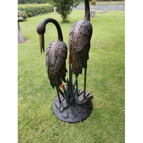 668 - Exceptional quality bronze sculpture of Storks in the Bull Rushes - also can be used as a water feat... 