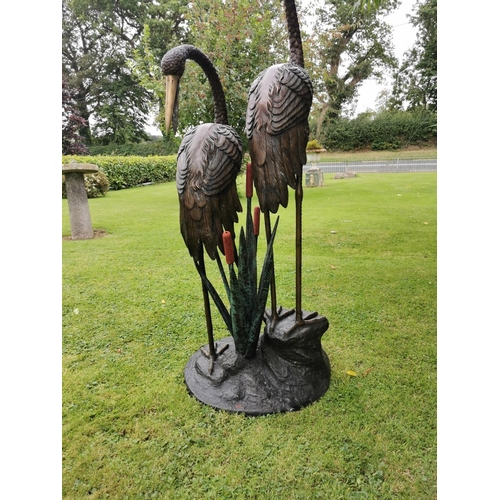 668 - Exceptional quality bronze sculpture of Storks in the Bull Rushes - also can be used as a water feat... 