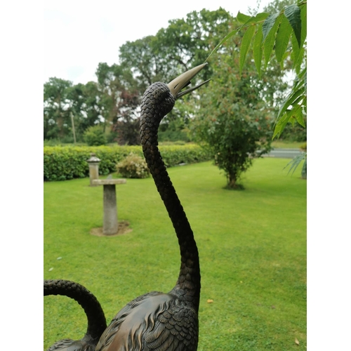 668 - Exceptional quality bronze sculpture of Storks in the Bull Rushes - also can be used as a water feat... 