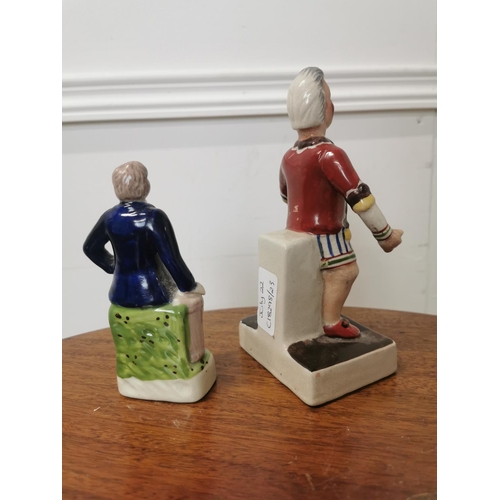 674 - Two ceramic figures  - Gladstone & Grimaldi { 18cm H X & 13cm H }.