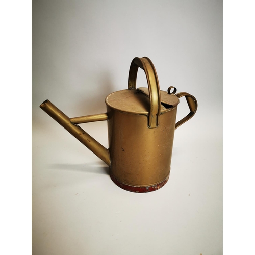 685 - 19th C. brass watering can {42 cm H x 51 cm W x 25 cm D}.