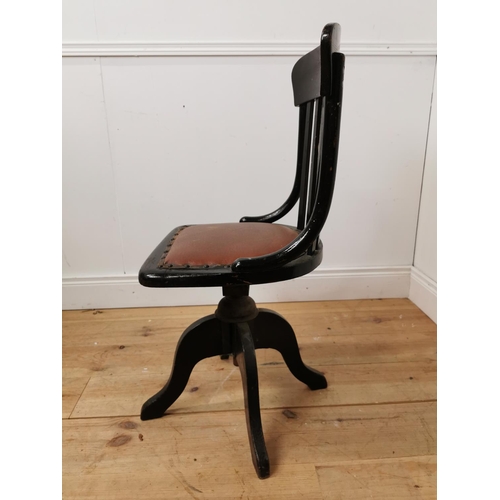 689 - Early 20th. C. bentwood swivel office chair { 91cm H X 43cm Sq. }