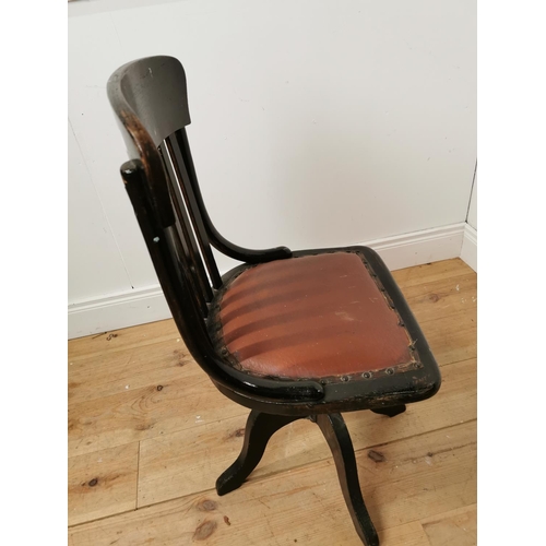 689 - Early 20th. C. bentwood swivel office chair { 91cm H X 43cm Sq. }