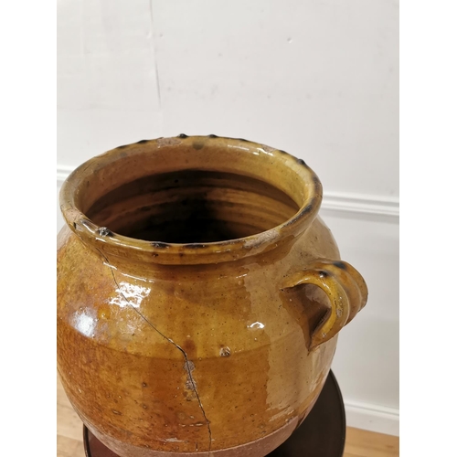 69 - 19th C. Glazed terracotta confit pot {31cm H x 32cm Dia.}