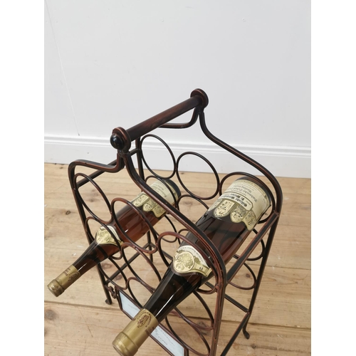 704 - French metal wine rack { 60cm H X 34cm W X 18cm D }.