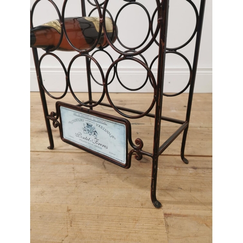 704 - French metal wine rack { 60cm H X 34cm W X 18cm D }.