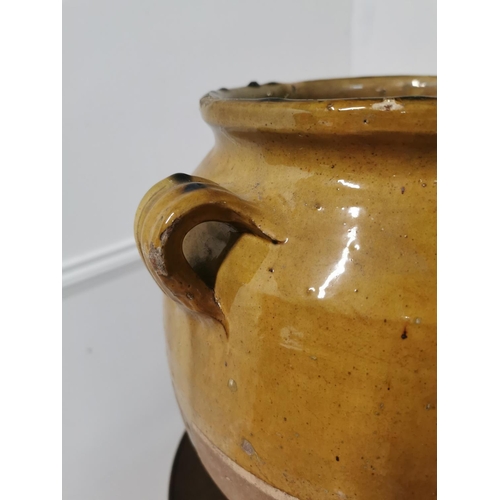 71 - 19th C. Glazed terracotta confit pot {26cm H x 26cm Dia.}