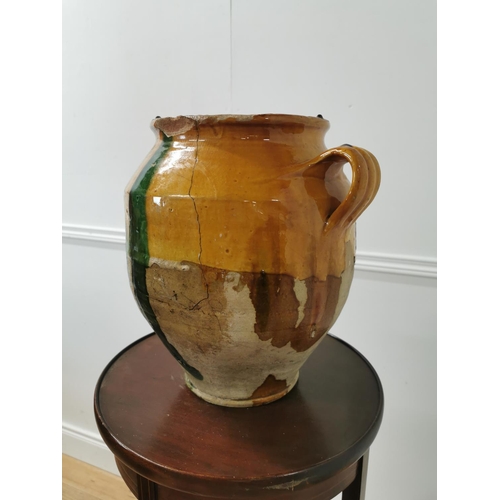 72 - 19th C. Glazed terracotta confit pot {33cm H x 33cm Dia.}