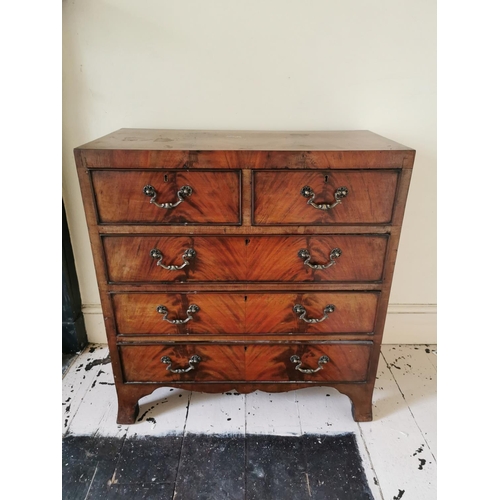 722 - Neat George III mahogany chest the two short drawers over three graduated long drawers raised on oge... 