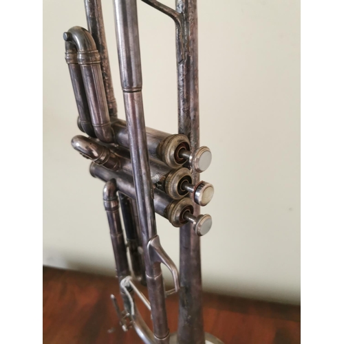 723 - Early 20th C. silvered trumpet {54 cm L}.