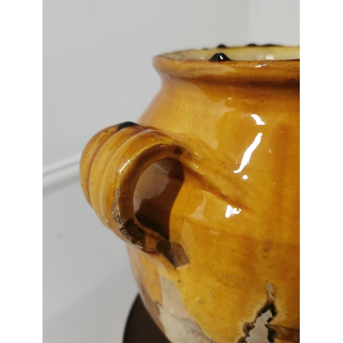 73 - 19th C. Glazed terracotta confit pot {20cm H x 21cm Dia.}