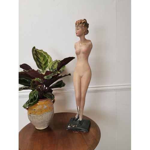 731 - Rare Dior plaster shop display figurine on stand { 79cm H X 16cm W X 14cm D}.