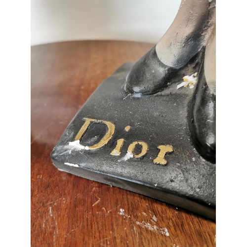 731 - Rare Dior plaster shop display figurine on stand { 79cm H X 16cm W X 14cm D}.