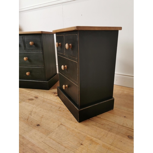 734 - Pair of painted pine lockers the two short drawers above two long drawers raised on plinth bases { 6... 