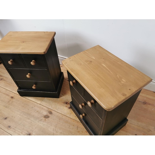 734 - Pair of painted pine lockers the two short drawers above two long drawers raised on plinth bases { 6... 