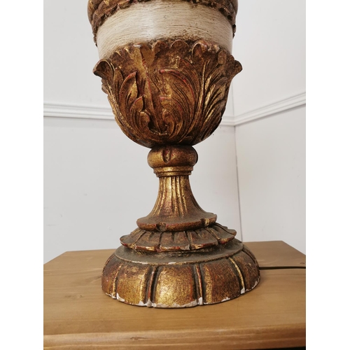 736 - Giltwood table lamp { 69cm H X 22cm Dia }.