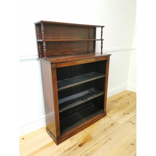 742 - Good quality Regency rosewood floor bookcase with brass inlay, the gallery back with two shelves abo... 