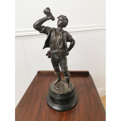 755 - Spelter figure of a Boy { 36cm H X 14cm Dia }.