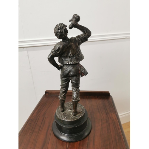 755 - Spelter figure of a Boy { 36cm H X 14cm Dia }.