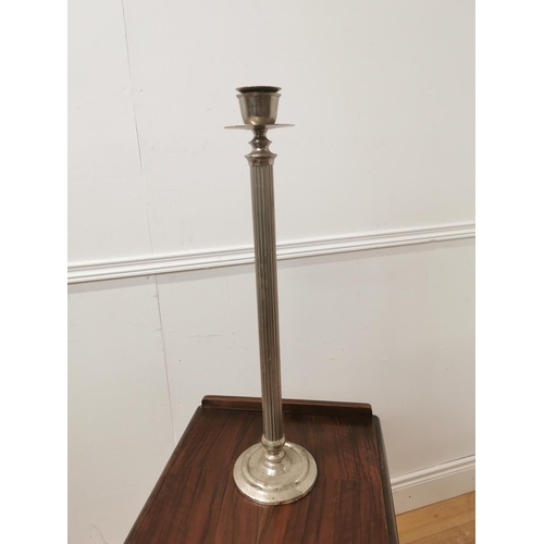 757 - Silverplated candlestick with reeded column { 60cm H X 14cm Dia }.