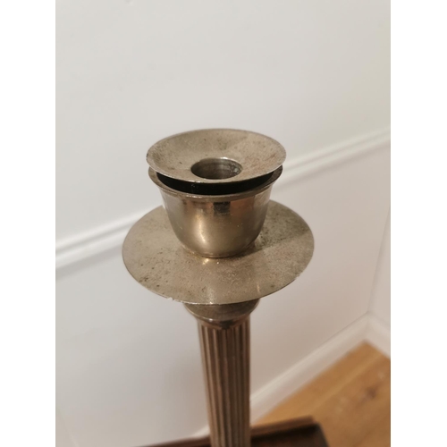 757 - Silverplated candlestick with reeded column { 60cm H X 14cm Dia }.