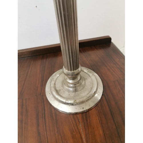 757 - Silverplated candlestick with reeded column { 60cm H X 14cm Dia }.