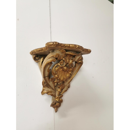 758 - Decorative 19th. C. giltwood wall sconce { 26cm H X 24cm W X 15cm D }.