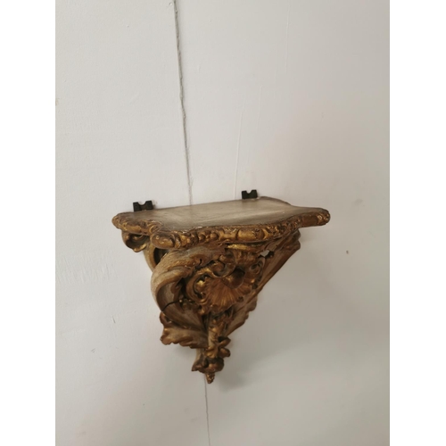 758 - Decorative 19th. C. giltwood wall sconce { 26cm H X 24cm W X 15cm D }.