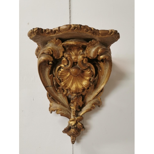 758 - Decorative 19th. C. giltwood wall sconce { 26cm H X 24cm W X 15cm D }.