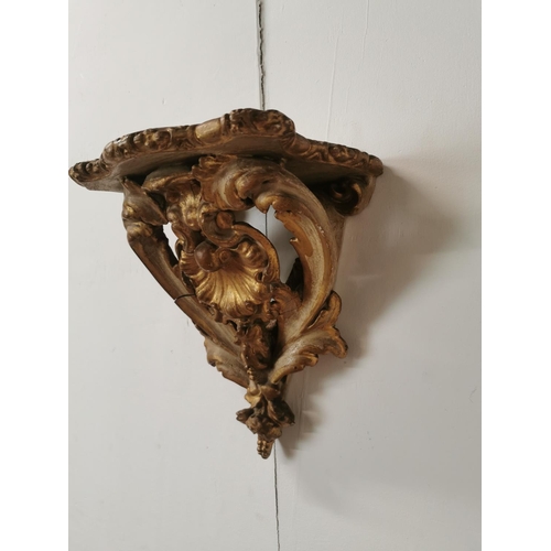 758 - Decorative 19th. C. giltwood wall sconce { 26cm H X 24cm W X 15cm D }.