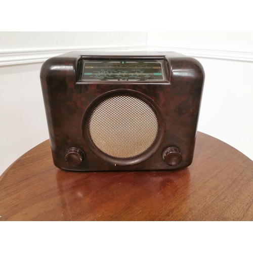 8 - Bush Bakelite radio with original back { 24cm H X 30cm W X 20cm D }.