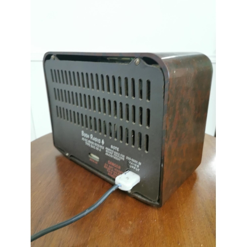 8 - Bush Bakelite radio with original back { 24cm H X 30cm W X 20cm D }.