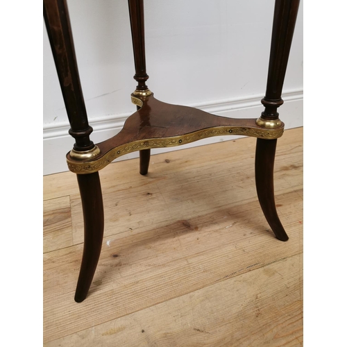 80 - Good quality Edwardian French kingwood jardeniere stand with gilded brass mounts raised on reeded le... 