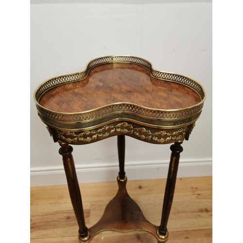 80 - Good quality Edwardian French kingwood jardeniere stand with gilded brass mounts raised on reeded le... 