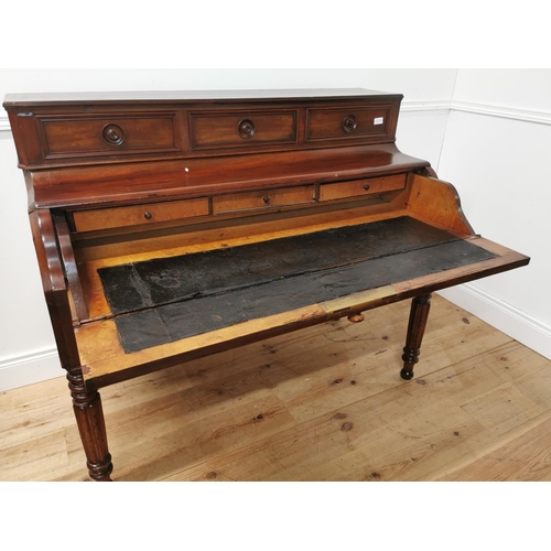 809 - 19th. C. mahogany writing bureau the gallery back with three short drawers above a fall front enclos... 