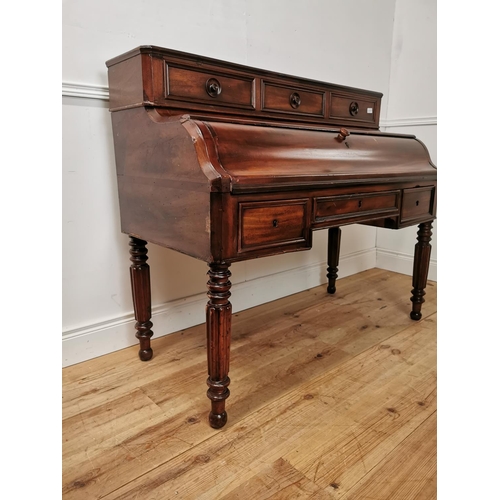 809 - 19th. C. mahogany writing bureau the gallery back with three short drawers above a fall front enclos... 